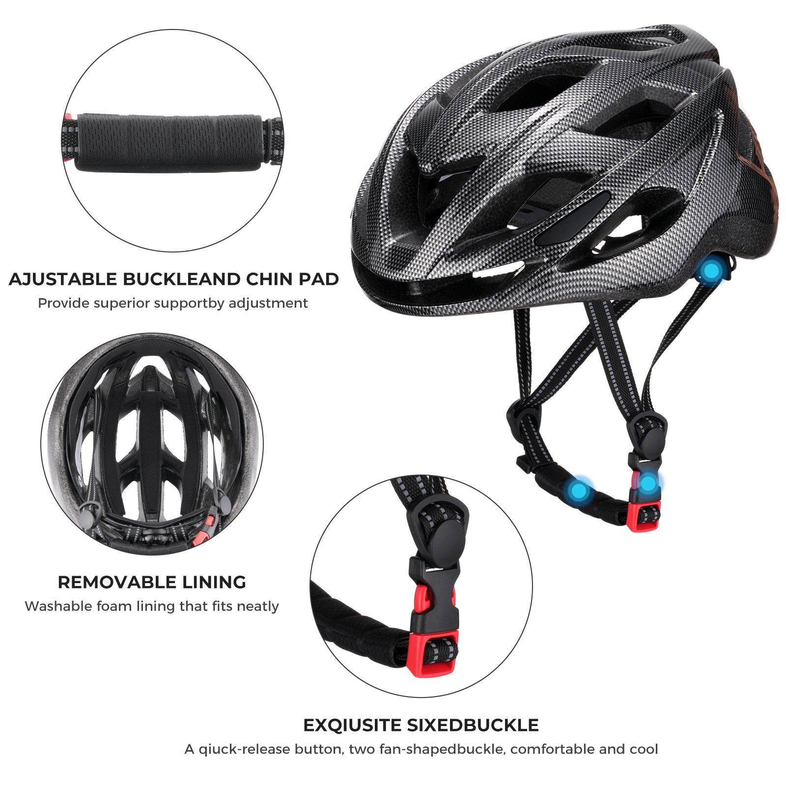 Carbon Fiber Lightweight Mountain&Road Bicycle Helmet